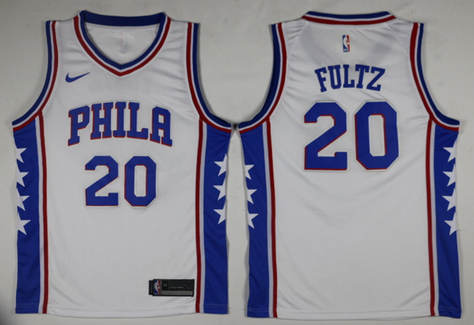 Men Philadelphia 76ers 20 Fultz White Game Nike NBA Jerseys